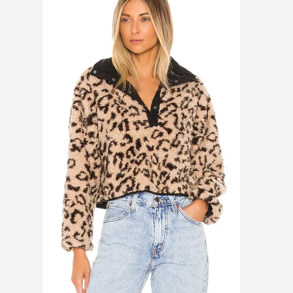 Saylor Rianne Leopard Pullover Jacket Size XS
